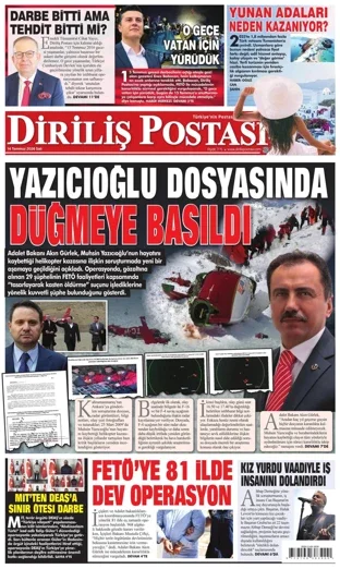 Diriliş Postası Gazetesi 14 Temmuz 2026 günün manşeti