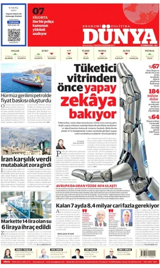Dünya Gazetesi 14 Temmuz 2026 günün manşeti