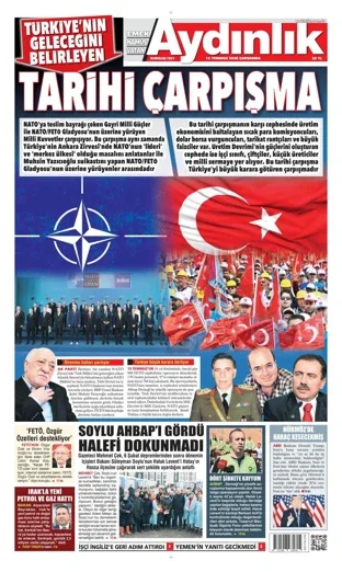 Aydınlık Gazetesi 15 Temmuz 2026 günün manşeti