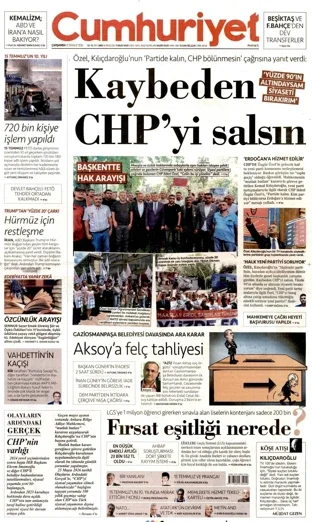 Cumhuriyet Gazetesi 15 Temmuz 2026 günün manşeti