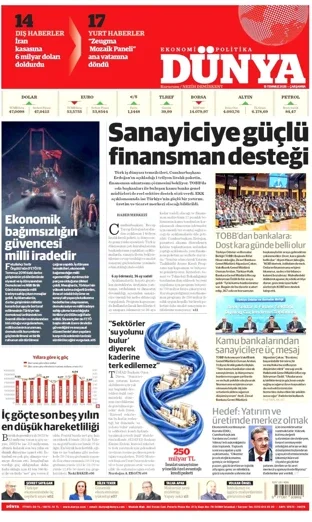 Dünya Gazetesi 15 Temmuz 2026 günün manşeti