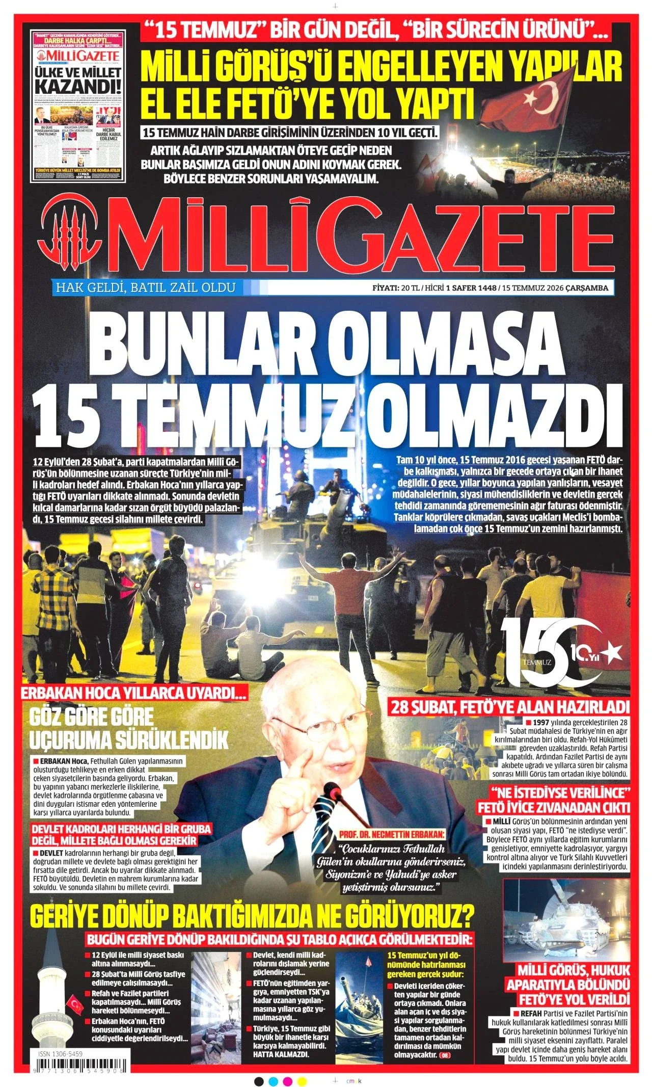 Milli Gazete - 15 Temmuz 2026 günün manşeti