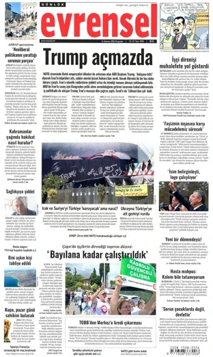Evrensel Gazetesi 16 Temmuz 2026 günün manşeti