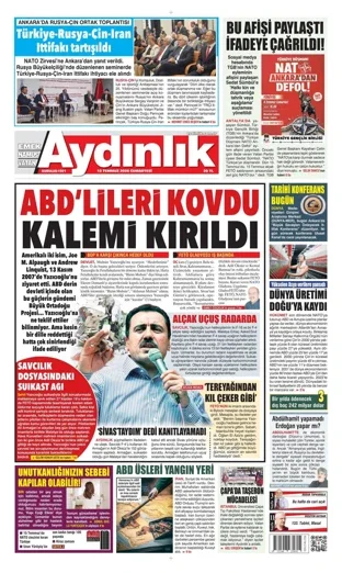 Aydınlık Gazetesi 18 Temmuz 2026 günün manşeti