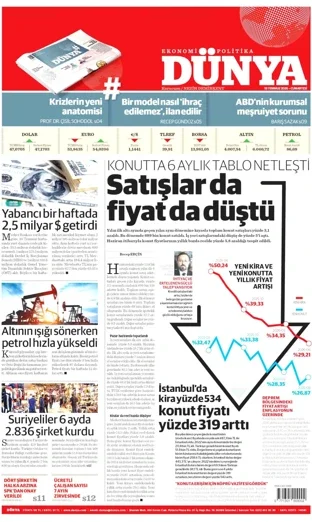 Dünya Gazetesi 18 Temmuz 2026 günün manşeti