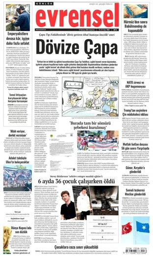 Evrensel Gazetesi 18 Temmuz 2026 günün manşeti