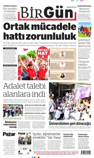Birgün Gazetesi 19 Temmuz 2026 günün manşeti