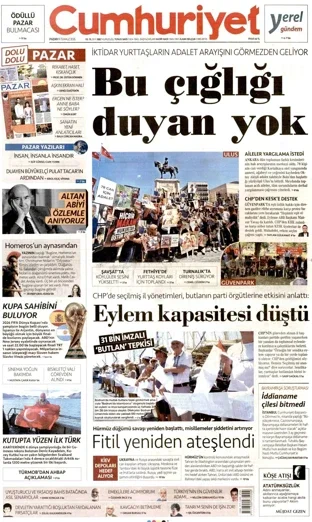 Cumhuriyet Gazetesi 19 Temmuz 2026 günün manşeti