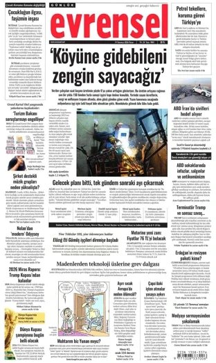 Evrensel Gazetesi 19 Temmuz 2026 günün manşeti