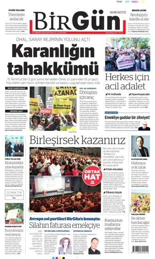 Birgün Gazetesi 20 Temmuz 2026 günün manşeti