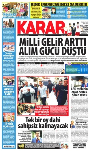 Karar Gazetesi 20 Temmuz 2026 günün manşeti