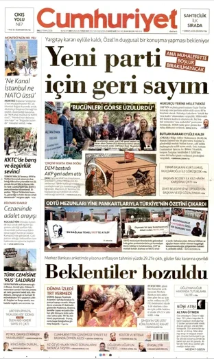 Cumhuriyet Gazetesi 21 Temmuz 2026 günün manşeti