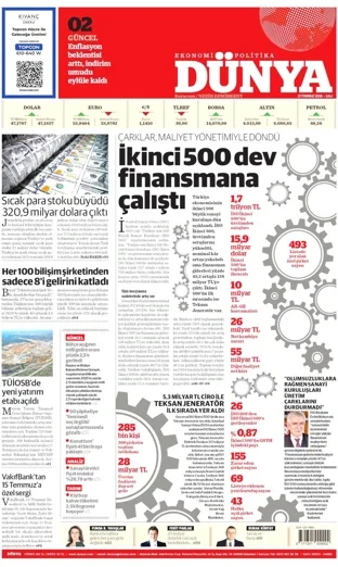 Dünya Gazetesi 21 Temmuz 2026 günün manşeti
