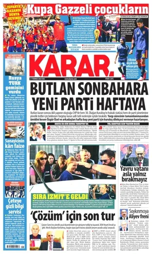 Karar Gazetesi 21 Temmuz 2026 günün manşeti