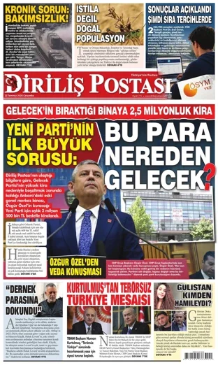 Diriliş Postası Gazetesi 22 Temmuz 2026 günün manşeti
