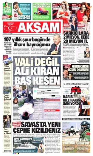 Akşam Gazetesi 24 Temmuz 2026 günün manşeti