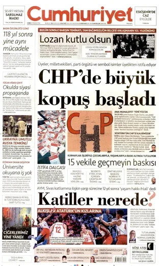 Cumhuriyet Gazetesi 24 Temmuz 2026 günün manşeti