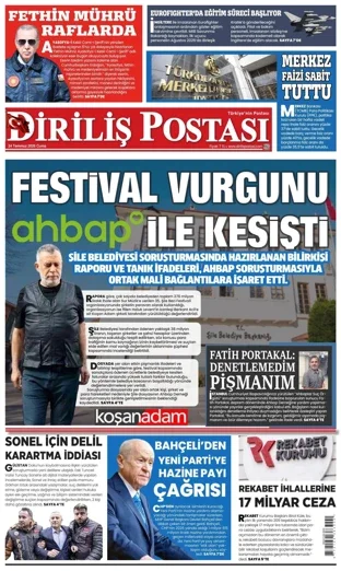 Diriliş Postası Gazetesi 24 Temmuz 2026 günün manşeti