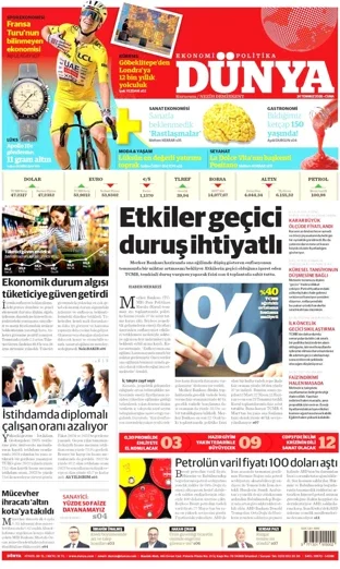 Dünya Gazetesi 24 Temmuz 2026 günün manşeti