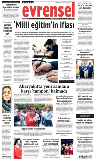 Evrensel Gazetesi 24 Temmuz 2026 günün manşeti