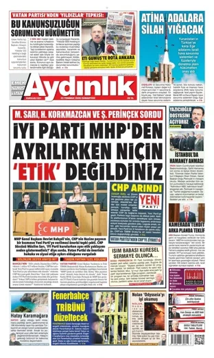 Aydınlık Gazetesi 25 Temmuz 2026 günün manşeti