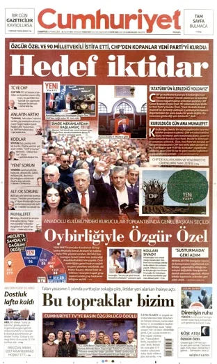 Cumhuriyet Gazetesi 25 Temmuz 2026 günün manşeti
