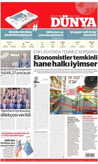 Dünya Gazetesi 25 Temmuz 2026 günün manşeti