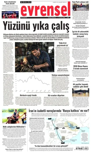 Evrensel Gazetesi 26 Temmuz 2026 günün manşeti