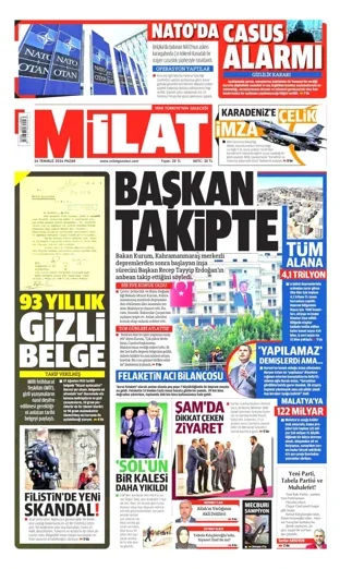 Milat Gazetesi 26 Temmuz 2026 günün manşeti