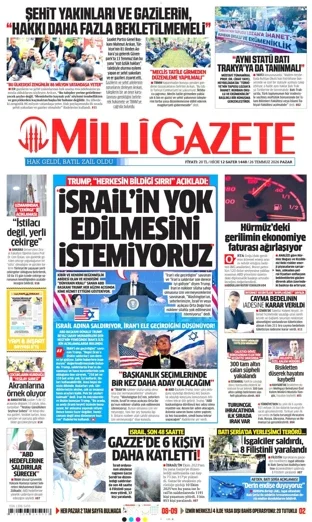 Milli Gazete 26 Temmuz 2026 günün manşeti