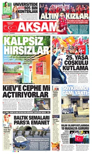 Akşam Gazetesi 27 Temmuz 2026 günün manşeti
