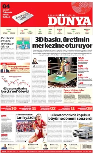 Dünya Gazetesi 27 Temmuz 2026 günün manşeti