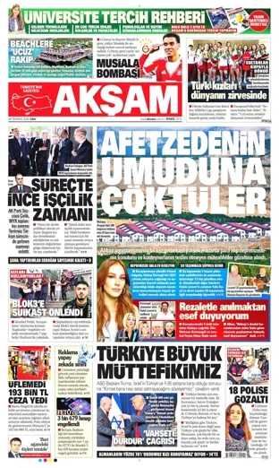 Akşam Gazetesi 28 Temmuz 2026 günün manşeti