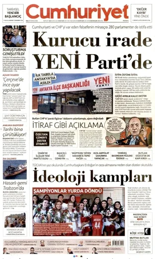 Cumhuriyet Gazetesi 28 Temmuz 2026 günün manşeti