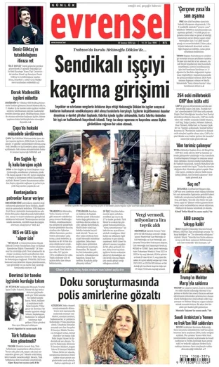 Evrensel Gazetesi 28 Temmuz 2026 günün manşeti