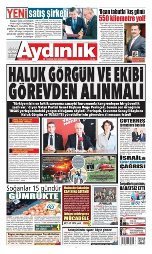 Aydınlık Gazetesi 29 Temmuz 2026 günün manşeti