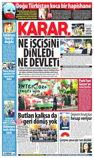 Karar Gazetesi 29 Temmuz 2026 günün manşeti