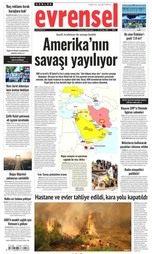 Evrensel Gazetesi 30 Temmuz 2026 günün manşeti