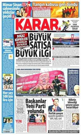Karar Gazetesi 30 Temmuz 2026 günün manşeti