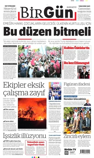 Birgün Gazetesi 31 Temmuz 2026 günün manşeti