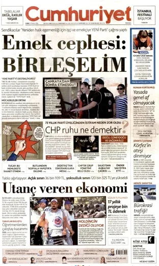 Cumhuriyet Gazetesi 31 Temmuz 2026 günün manşeti
