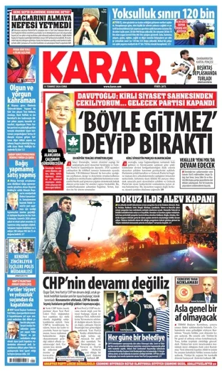 Karar Gazetesi 31 Temmuz 2026 günün manşeti