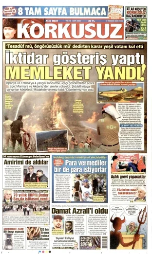 Korkusuz Gazetesi 31 Temmuz 2026 günün manşeti