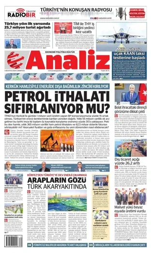 Analiz Gazetesi 1 Ağustos 2026 günün manşeti