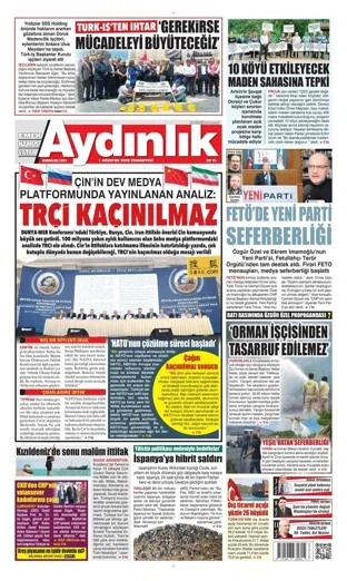 Aydınlık Gazetesi 1 Ağustos 2026 günün manşeti
