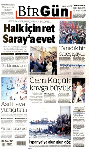 Birgün Gazetesi 1 Ağustos 2026 günün manşeti