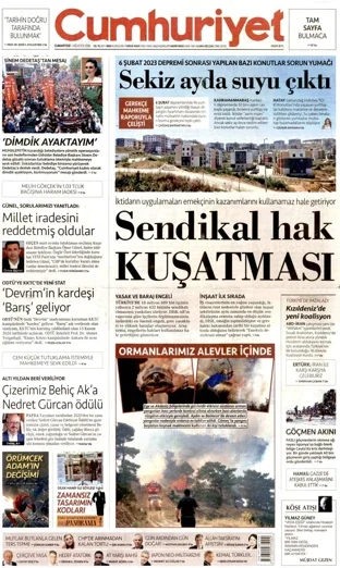 Cumhuriyet Gazetesi 1 Ağustos 2026 günün manşeti