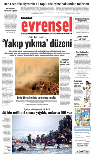 Evrensel Gazetesi 1 Ağustos 2026 günün manşeti