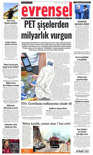 Evrensel Gazetesi 2 Ağustos 2026 günün manşeti
