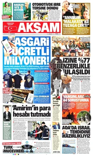 Akşam Gazetesi 3 Ağustos 2026 günün manşeti